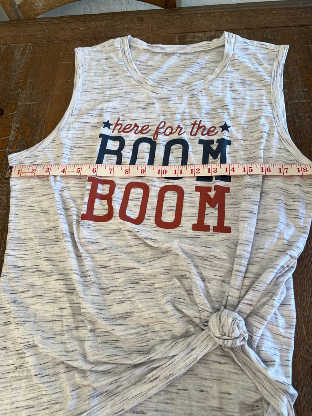 Women’s Gray Knit Tank Top with Red & Navy 'Boom Boom' Graphic - Picture 2 of 7